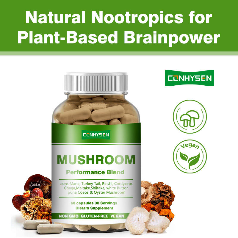 مصنع المكملات الغذائية الفطر أداء خليط كبسولات لدعم أفضل التركيز الذاكرة