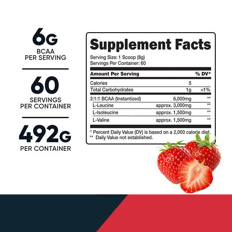 مسحوق BCAA لدعم العضلات السريع، مسحوق ما قبل التمرين في صالة الألعاب الرياضية للبالغين من النساء والرجال