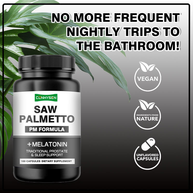 صيغة PM لدعم النوم البروستاتي التقليدي كبسولات Saw Palmetto مع الميلاتونين