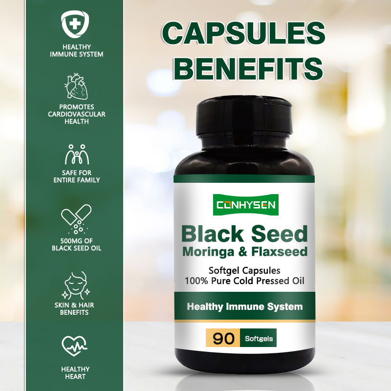 كبسولات زيت الحبة السوداء 1000 مجم لصحة الشعر والبشرة، مدة الصلاحية 24 شهرًا