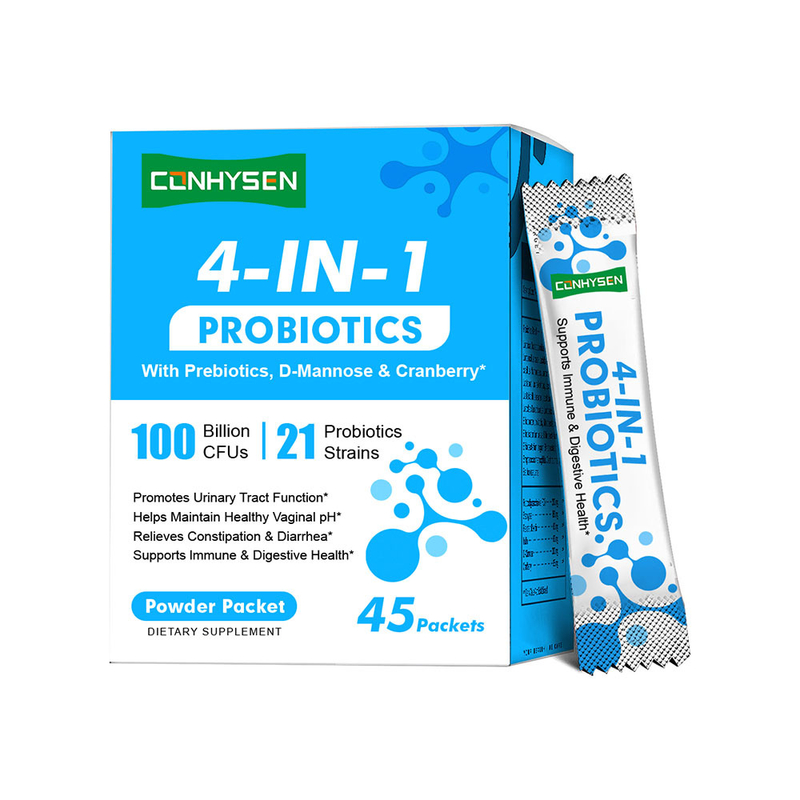 مسحوق بروبيوتيك 4 في 1 للمصنع مع D-Mannose بعلامة تجارية مخصصة للحفاظ على توازن درجة الحموضة