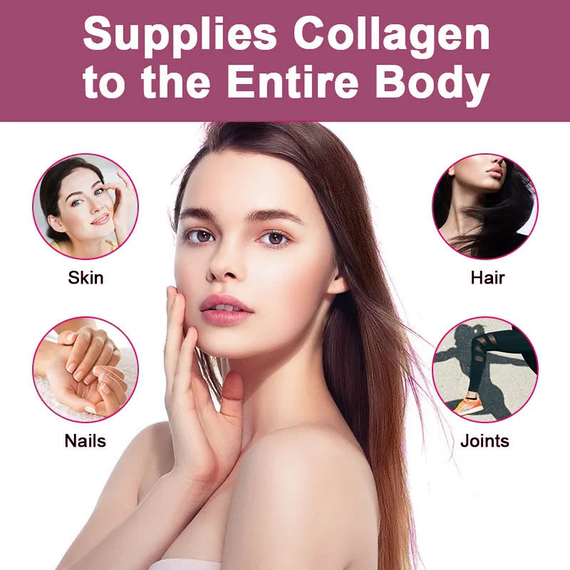 مكمل غذائي مخصص بعلامة خاصة من 60 قطعة من علكة الكولاجين للبالغين للعناية بالشعر والبشرة والصحة، متوازن السكر ومعبأ في زجاجات