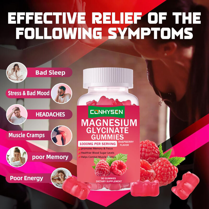 مكمل غذائي فيتامين د نباتي بعلامة خاصة للبيع الساخن يحسن جودة النوم أقراص مغنيسيوم جلايسينات