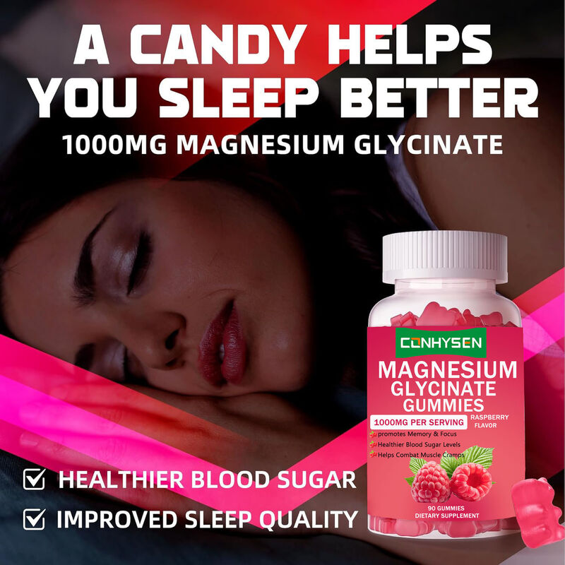 مكمل غذائي فيتامين د نباتي بعلامة خاصة للبيع الساخن يحسن جودة النوم أقراص مغنيسيوم جلايسينات