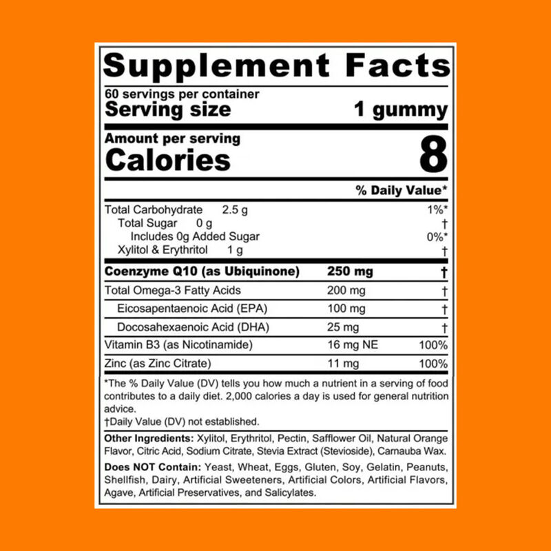 Vigo-COQ10-250mg علكات مملوءة مع أوميغا 3 وفيتامين ب 3 والزنك مكملات إنزيم Q10 لصحة القلب وطاقة الخلايا