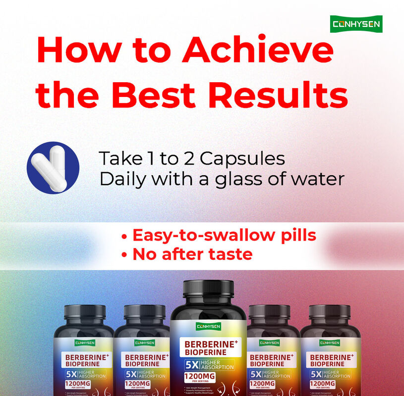 كبسولات مكملات جذور البربرين هيدروكلوريد عالية الجودة، كبسولات البربرين بيوبيرين لإدارة الوزن الصحي والألياف الغذائية