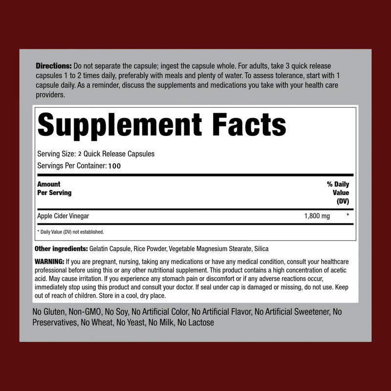 كبسولات خل التفاح لدعم الهضم والتخلص من السموم وإدارة الوزن للرجال والنساء