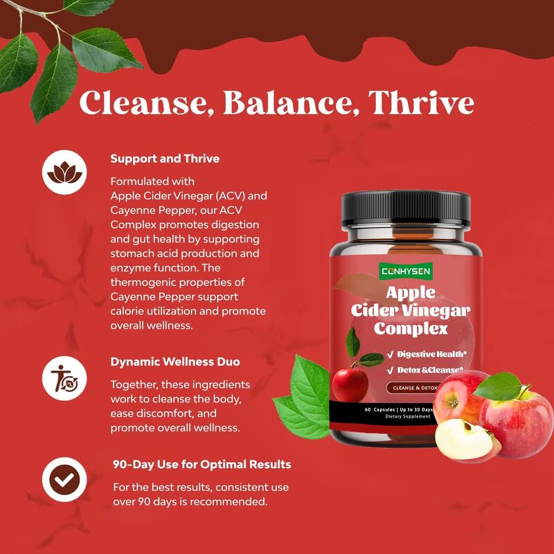 المنتج الأصلي خاصة معالجة الوزن الرعاية الصحية مكمل غذائي للنساء والرجال خل التفاح الكبسولات المعقدة