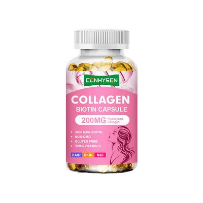 كبسولات كولاجين 200 مجم، مخصصة فاخرة، أظافر قوية، بشرة متألقة، مورد